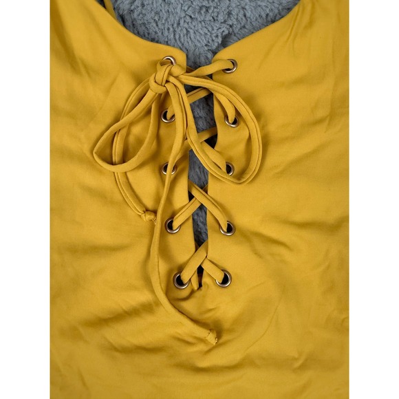 Anthropologie Tavik Monahan One Piece Swimsuit Sunflower Lace‎ Up Women's Large - Picture 8 of 8